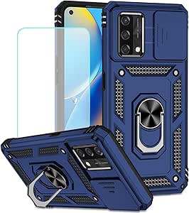 Jhxtech for Oppo A74 4G/Oppo F19 CHP2219 Case with Tempered Glass Screen Protector and Slide