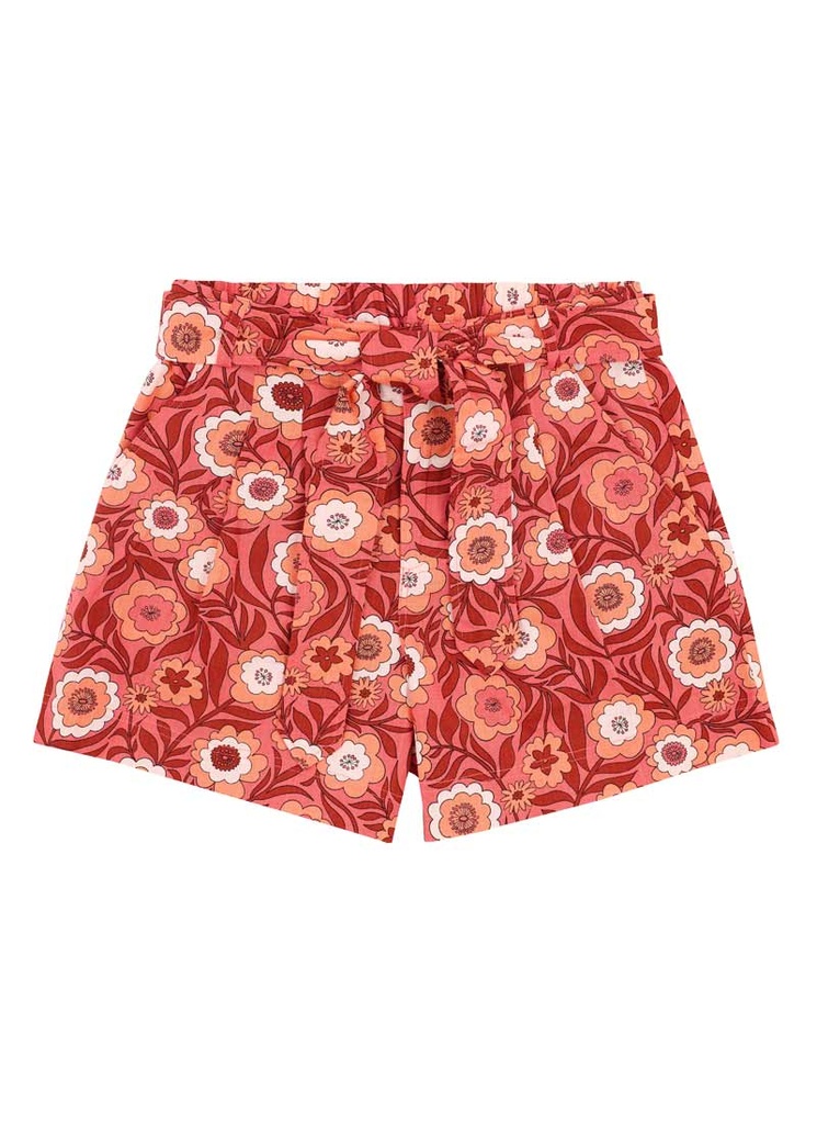 Joanie Lenny Pink Floral Print High Waist Shorts (Size UK 14)