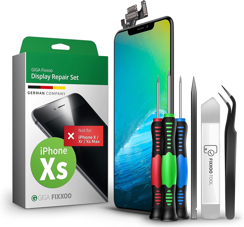 GIGA Fixxoo Screen Replacement Complete Kit Black LCD,ompatible with iPhone XS, with TouchS