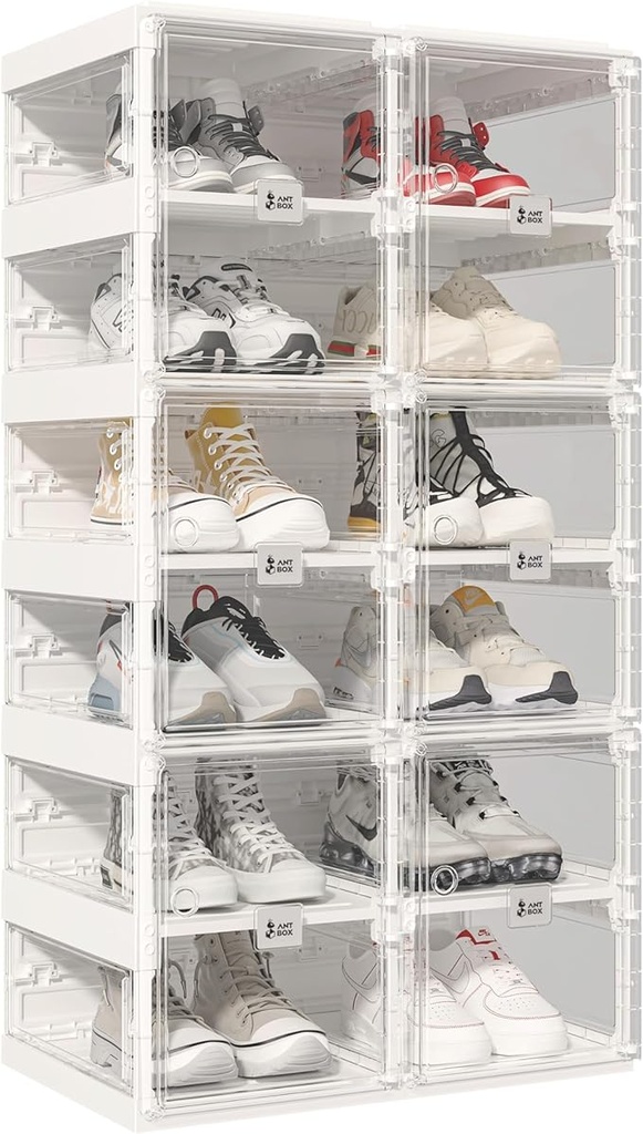 Mayi Box Plastic Clear Shoe Storage Box, Portable Foldable Shoe Rack Organizer for Hallway