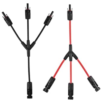 Job Lot of 15 x URAQT Solar Cable Y-Splitter (1 to 3), 2 Pcs Solar PV Parallel Adapter Y Cable Connector