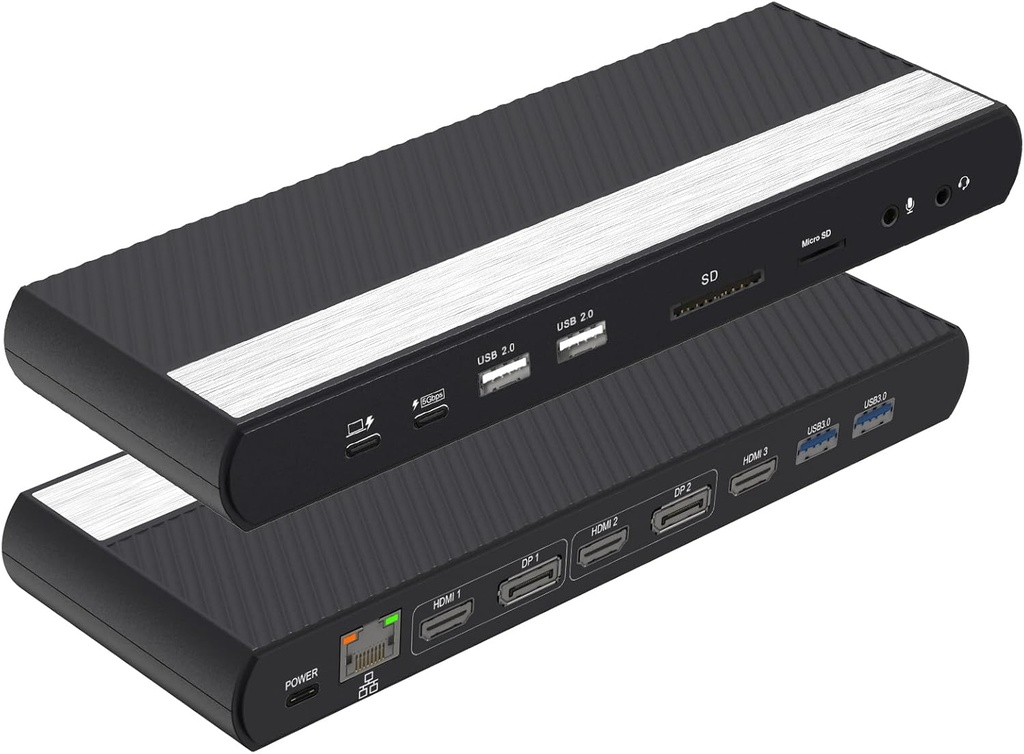 Docking Station USB C Dock Dual Monitor 4K Laptop Dock (Black 17in1)-Triple 4K USB C Docking