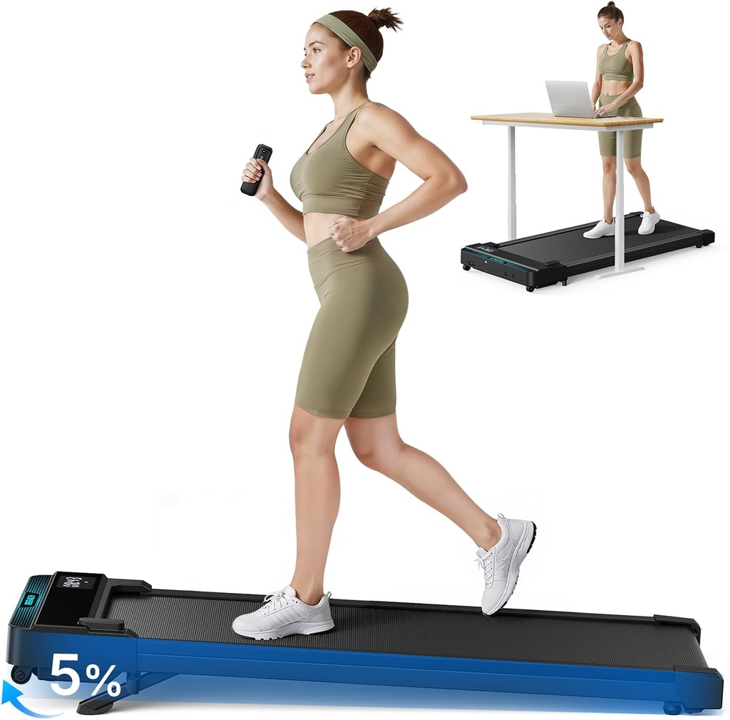 MERACH Walking Pad with 9% Auto Incline, 1-6km/h Under Desk Treadmill, 2.5HP Low Noise Walk