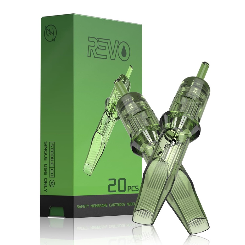 INKin REVO Tattoo Cartridges Magnum Curved 15RM, Tattoo Cartridge #12 Standard 0.35mm Round