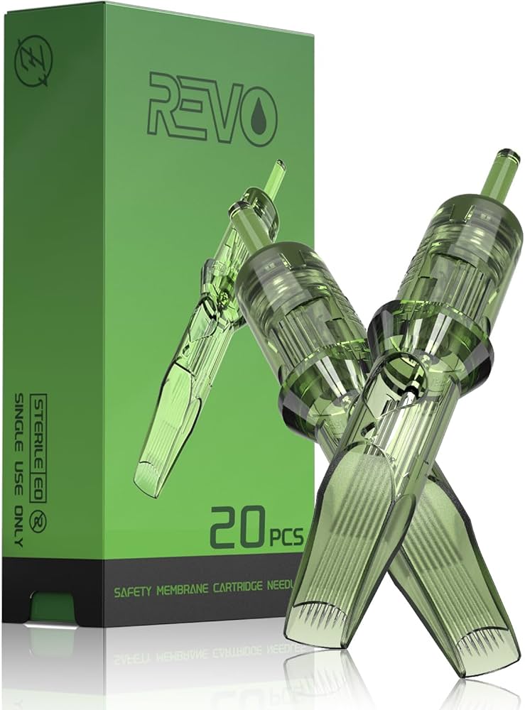 INKin REVO Tattoo Cartridges Magnum Curved 7RM, Tattoo Cartridge #10 Bugpin 0.3mm Round