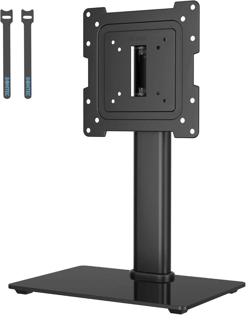BONTEC Universal Swivel TV Stand for 17-43 inch Screens, Height Adjustable Table Top Pedest
