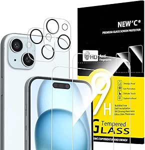 Job Lot of 21 x NEW'C 4 Pack, 2 Pack for iPhone 15 Plus Screen Protector (6.7 inch) + 2 Pack Camera Lens Protector