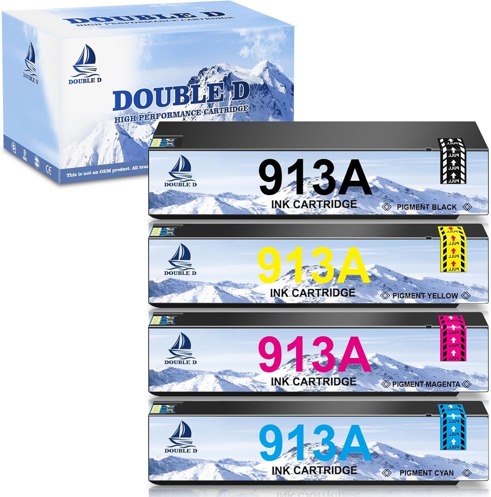 DOUBLE D Compatible 913 913A Ink Cartridges Work for HP PageWide Pro 377dw 377dn 477dw 477dn 
