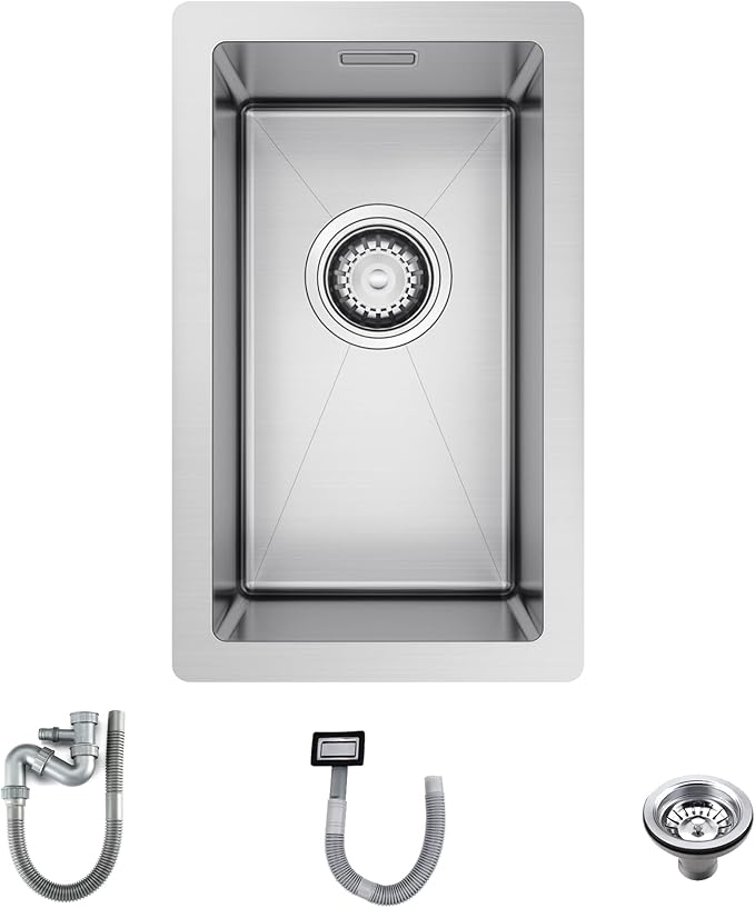 Stainless Steel Workstation Kitchen Sink, 35.5 x 48.2 cm Single Bowl Prep Sink 