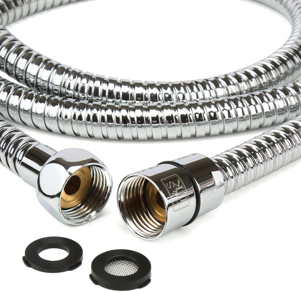 H&S Stainless Steel Shower Hose with 2 Washers - 1.75m - Extra Long Universal Replacement