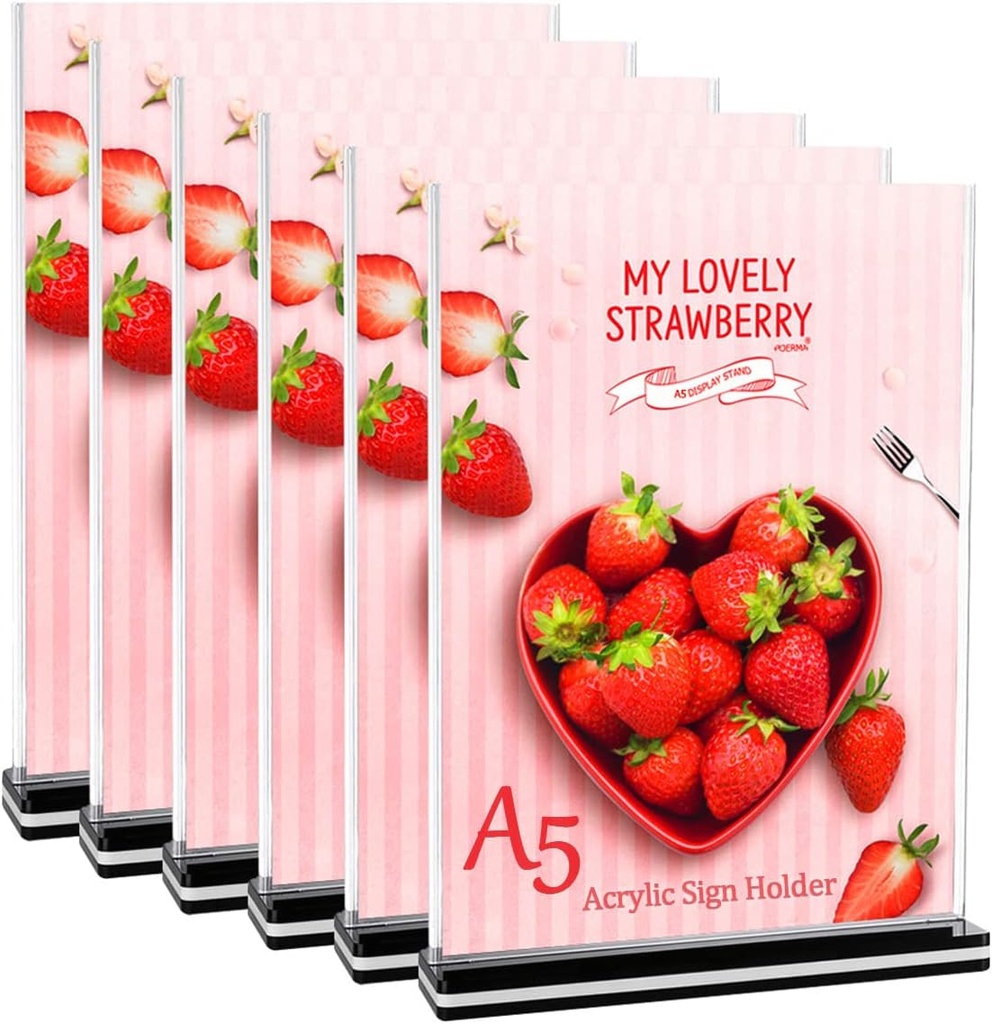 Acrylic Sign Holder, 6pcs A5 Plastic Display Stand Leaflet Acrylic Poster Menu Holder for Tables