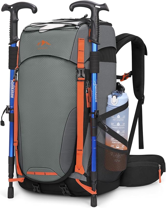 RAINSMORE Hiking Backpack 40L Water Resistant Walking Backpack Camping Rucksack for Men Tre