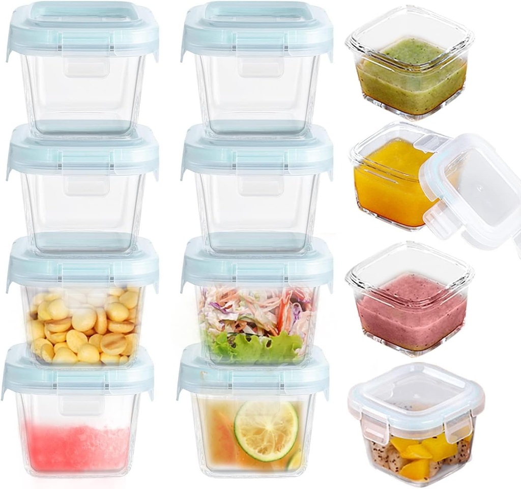 12 Pack Glass Baby Food Storage Containers, 6 Oz Baby Food Glass Containers 
