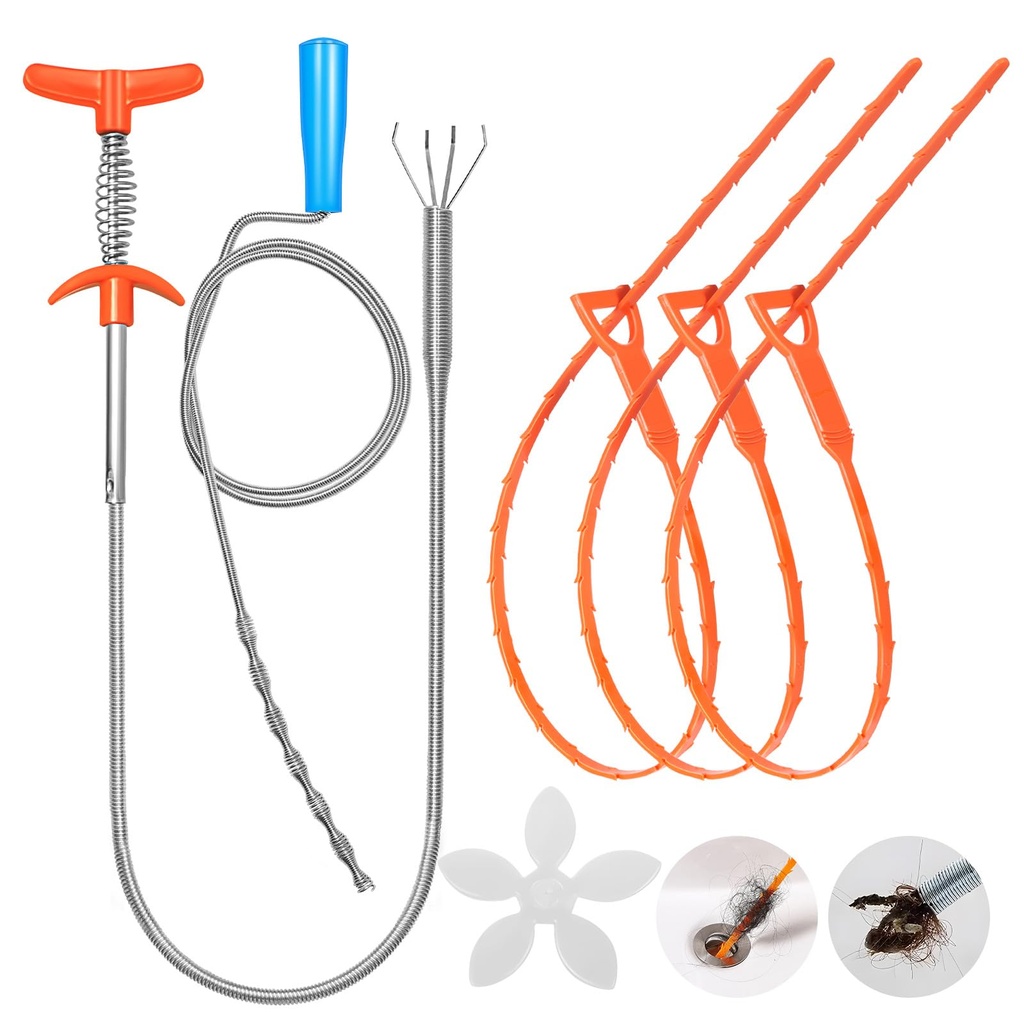 Forliver 6 Pack Drain Snake Unblocker, Multifunctional Shower Drain Unblocker, Reusable 