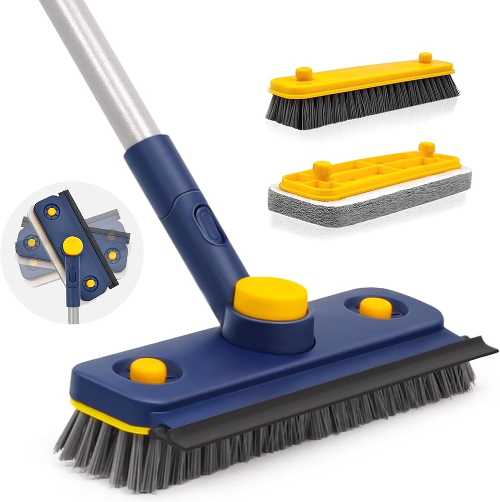 JEHONN Shower Cleaning Brush, 136 cm Long Handle Scrubbing Brush, 3-in-1 Bathroom Tub Tile