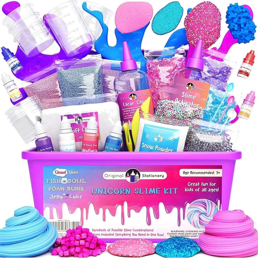 Original Stationery Unicorn Slime Kit - Create Glow in The Dark Slime for Girls and Kids -