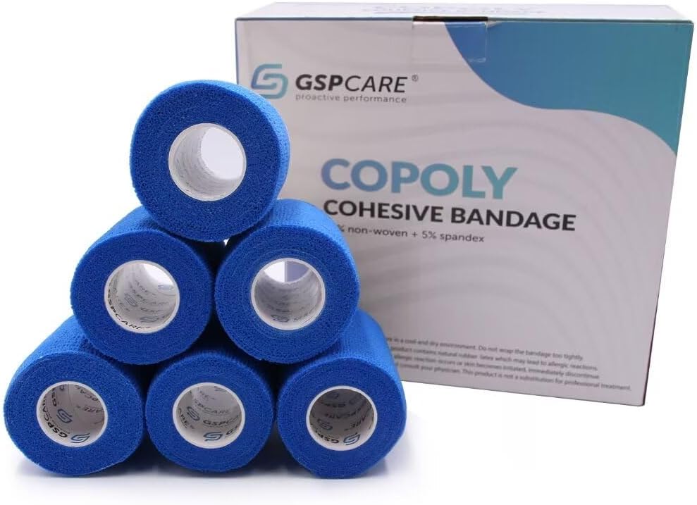 GSPCARE Self Adherent 6 Rolls 7.5cm X 4.5m Elastic Cohesive Bandages Used for Vet Wrap, Hum