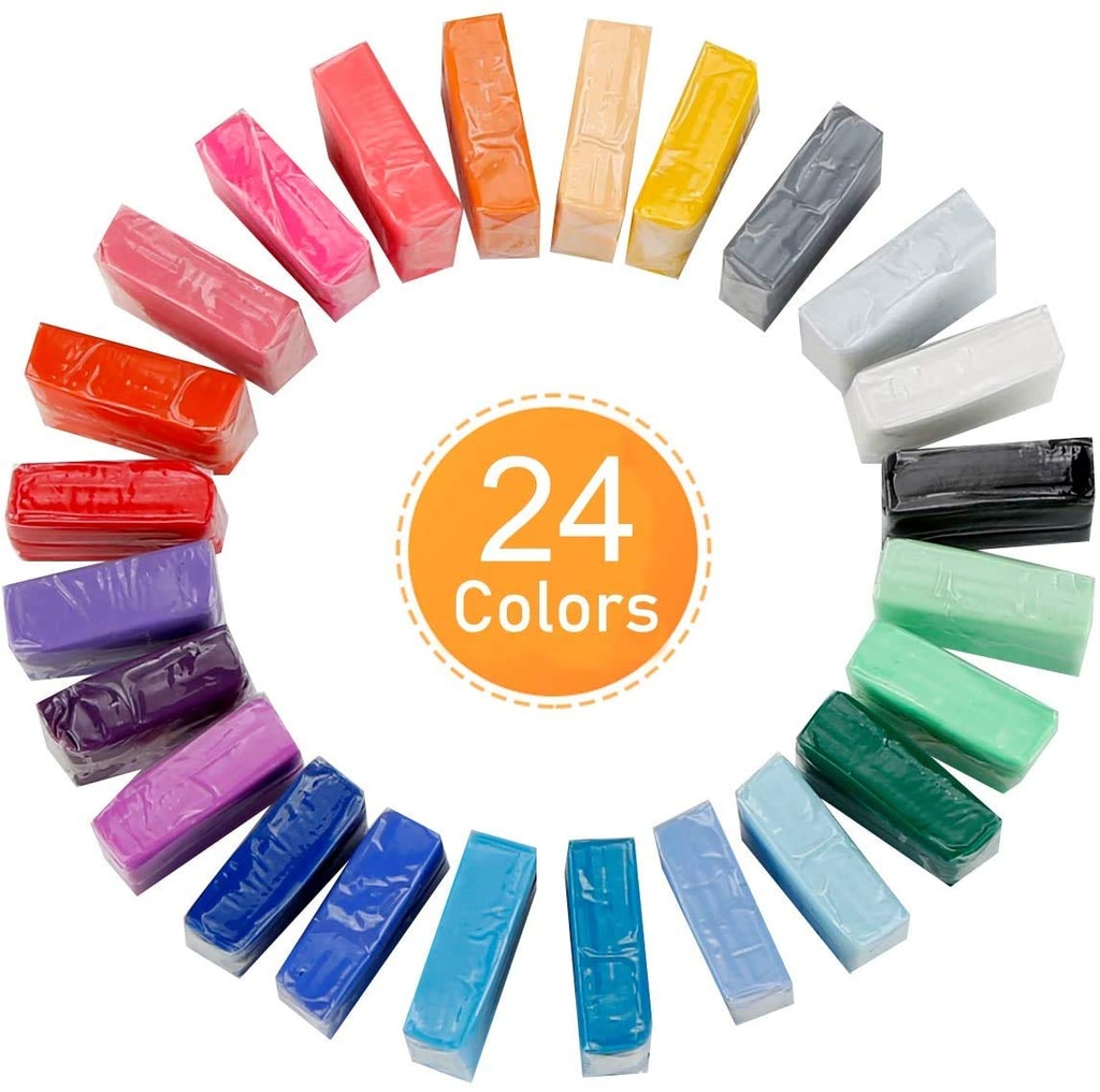 CiaraQ 24 Color Oven Bake Polymer Clay Set, Non-Toxic, Multi-Colored, 0.85lb, Modeling Clay