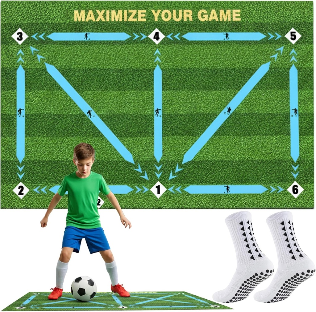 AINIUNIU Football Training Mat, 90cmx60cm Non-Slip Soccer Skills Pad for Indoor & Outdoor U