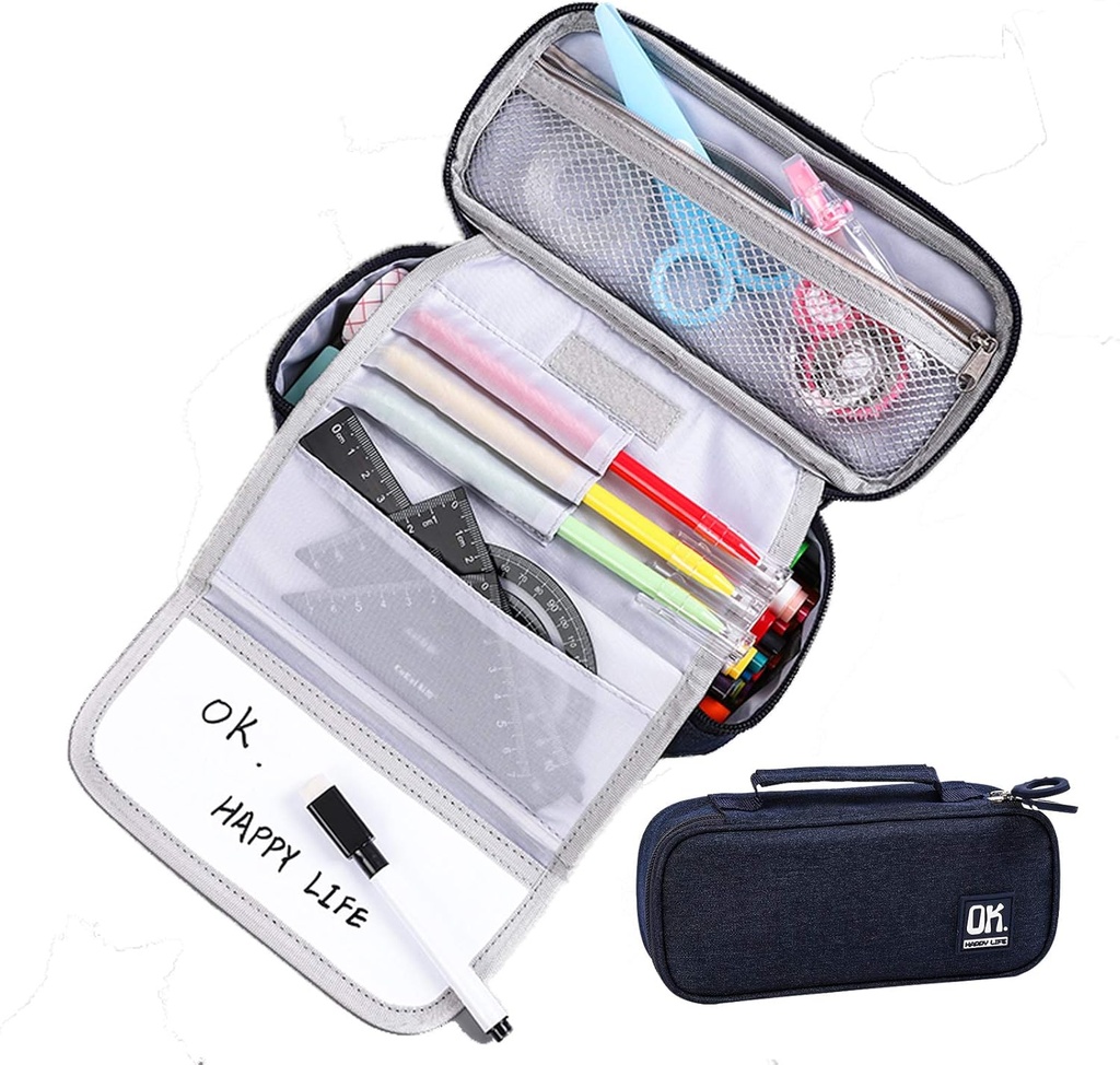 Big Capacity Pencil Pen Case with Writing Board for Teenage Girls Boy Adult Office College