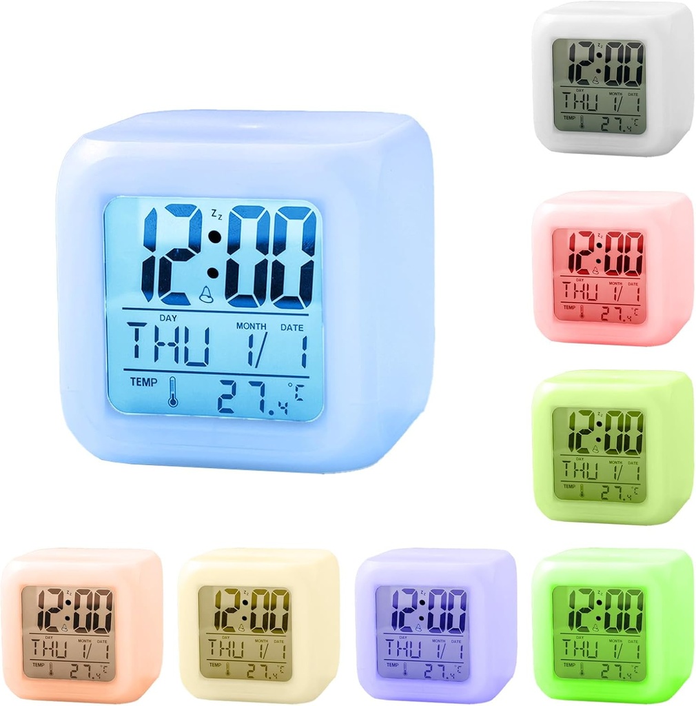 Amazluck Digital Alarm Clock for Kids, 7 Colour Changing LED Kids Alarm Clock For Kids Time