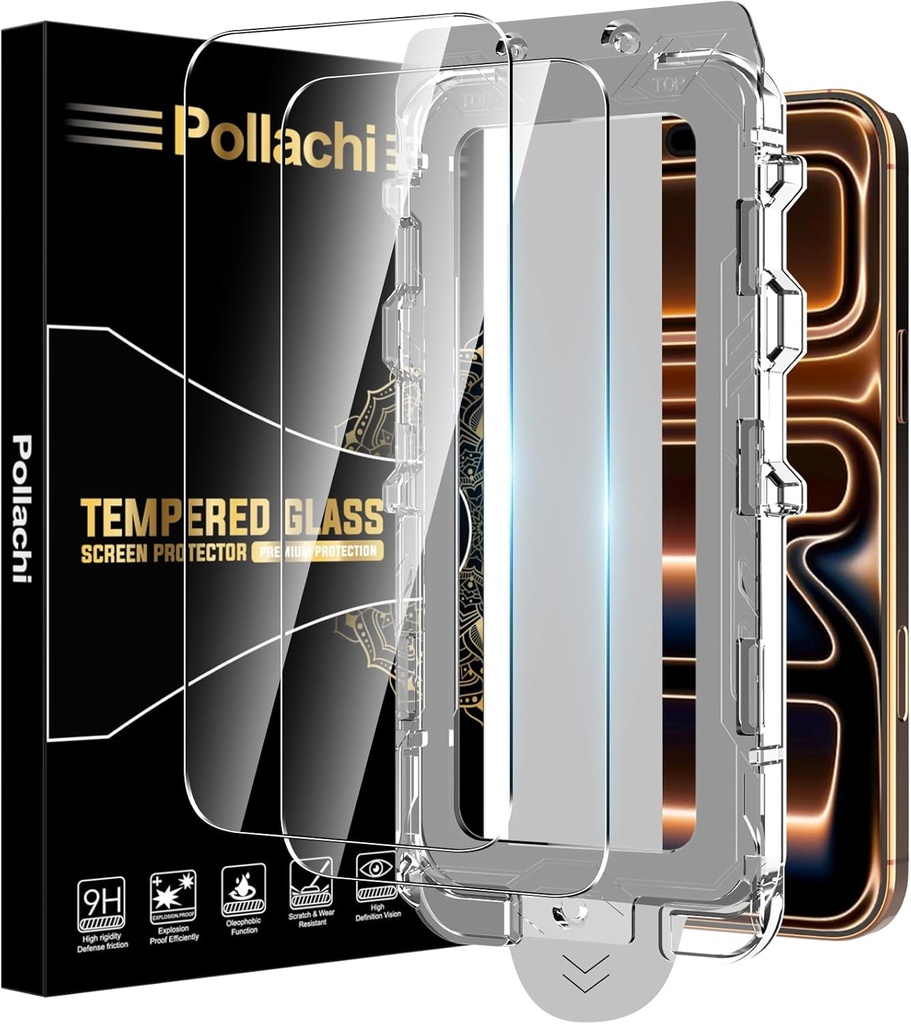 Pollachi [2 Pack] Screen Protector for iPhone 17 Pro Max with Dust-free Bin,iPhone 17 Pro M