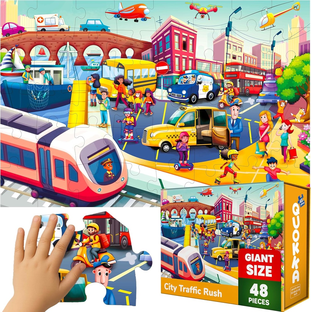 QUOKKA 2x3 FT Giant Floor Puzzles for Kids | City Cars 