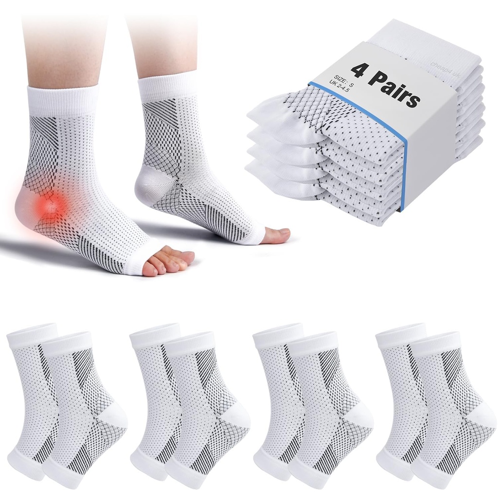 cheap4uk 4 Pairs Neuropathy Socks Compression Socks for Women & Men Plantar Fasciitis Socks