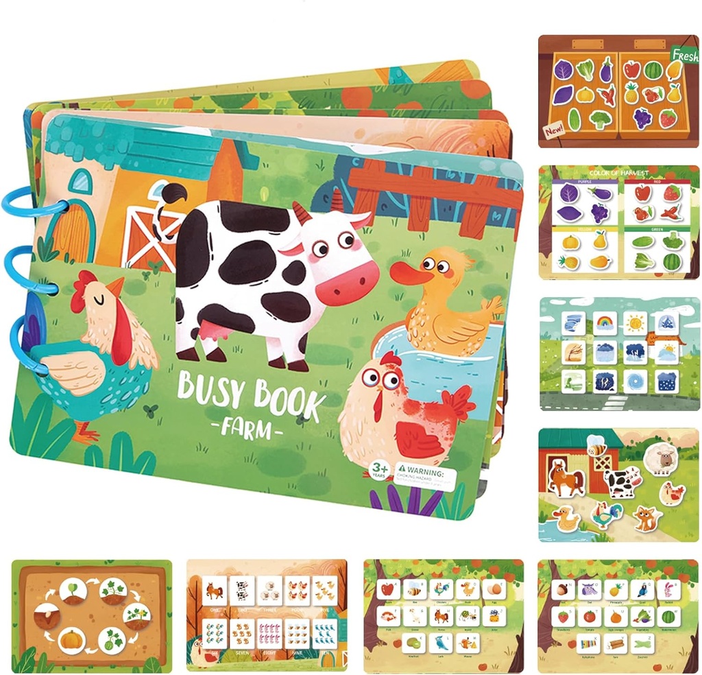 KUKUTrue® Montessori Toy for 1 2 3 Years, Busy Book, Educational, Early Development & Activity Toys, 