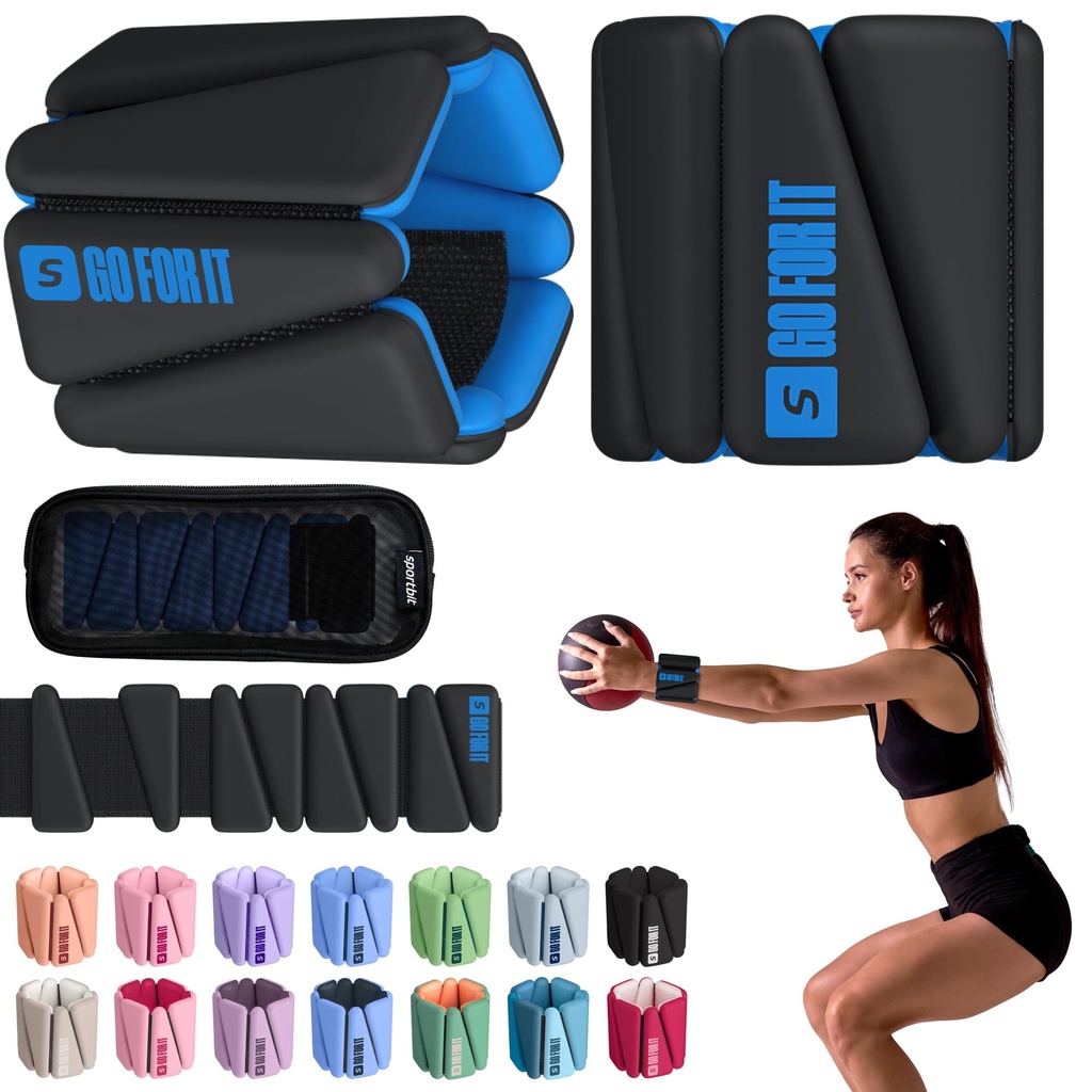 SPORTBIT Wrist & Ankle Weights for Women - Set of 2 (1lb Each), Silicone Surface, Adjustable