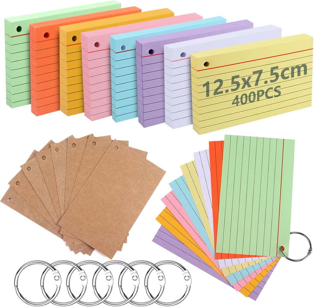 moinkerin Index Cards 300 Pieces 12.5x7.5cm Multicolor Flash Cards Record Cards 