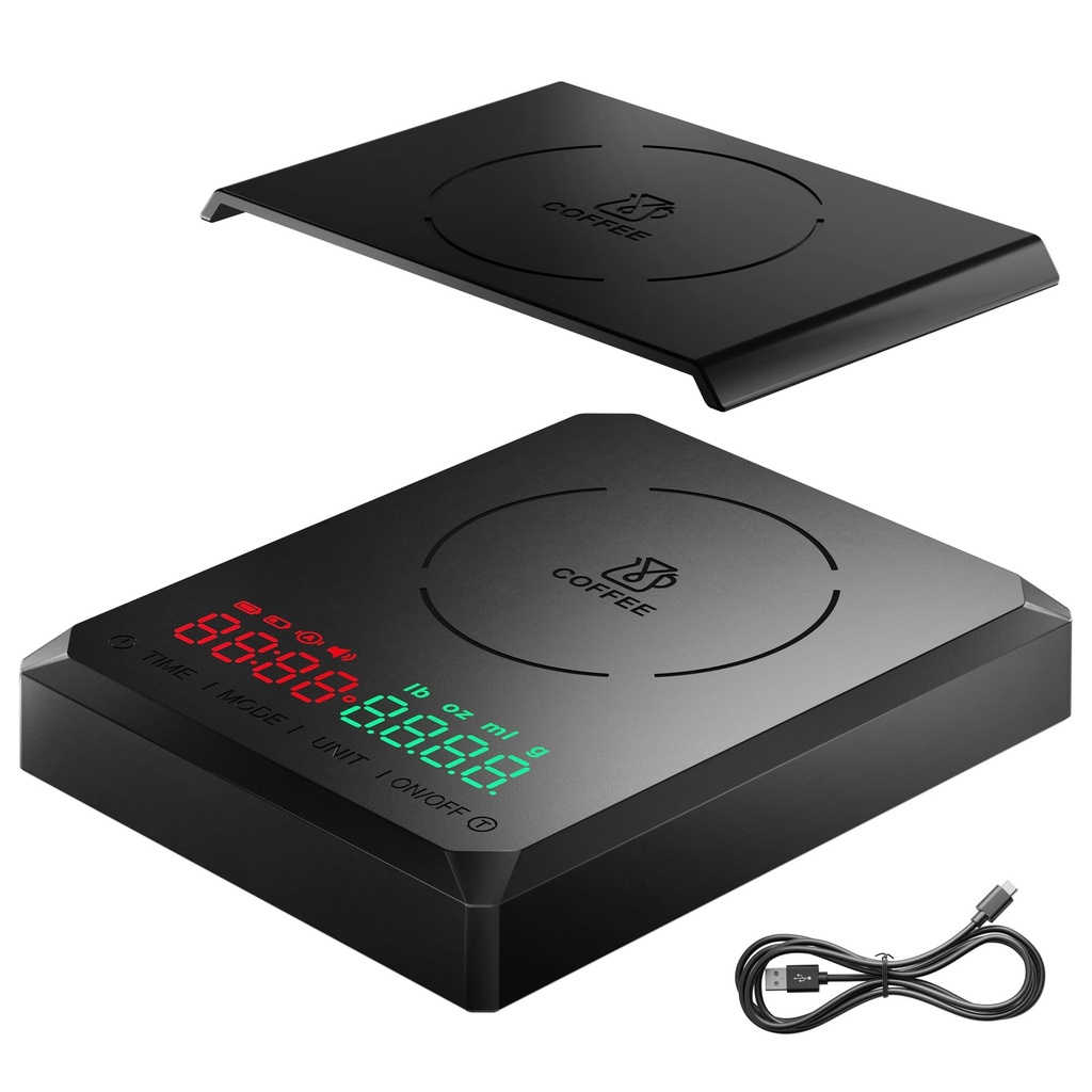 GRAM PRES Mini Coffee Scale with Timer, Rechargeable Espresso Scale 2kg/0.1g, for Espresso