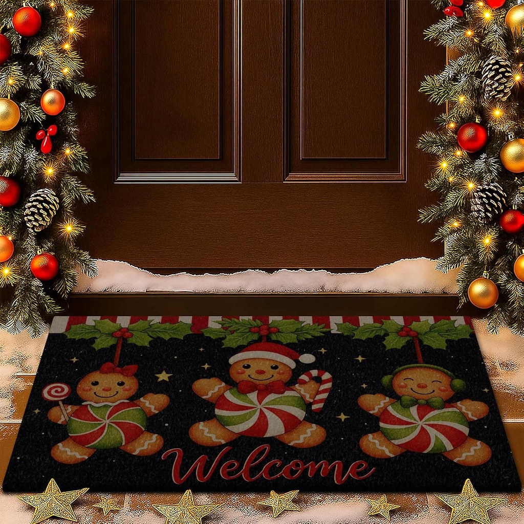 Lanpn Christmas Welcome Natural Coir Door Mat, Truck Lorry Coco Front Door Outdoor Doormat