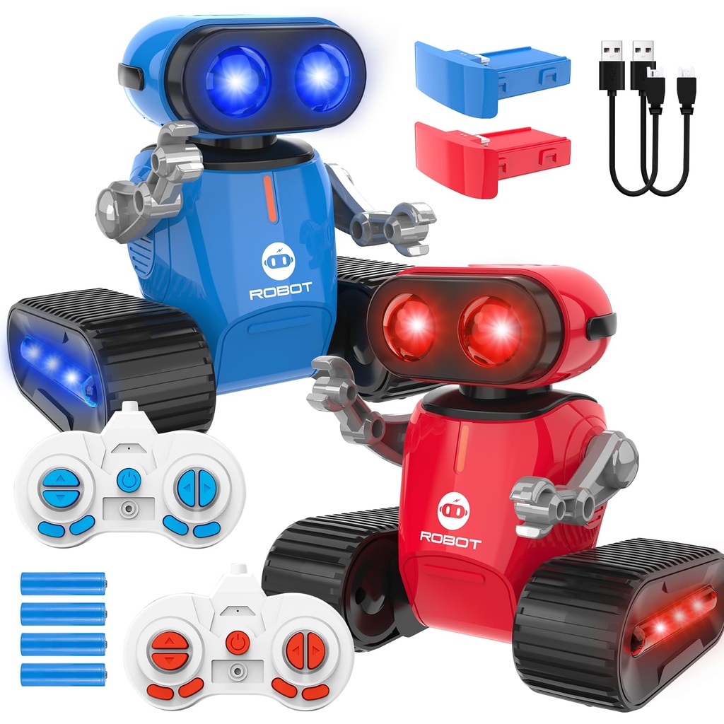 UFLYTOO LA RC Kids Robot Toys, 2PCS Remote Control Robots Toys with Lighting & LED Eyes