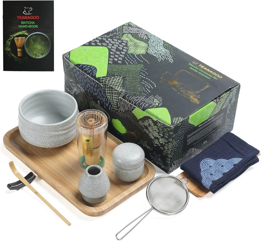 TEANAGOO Matcha Tea Set, Japanese Tea Set, Matcha Bowl, Matcha Bamboo Whisk, Scoop, Sifter,