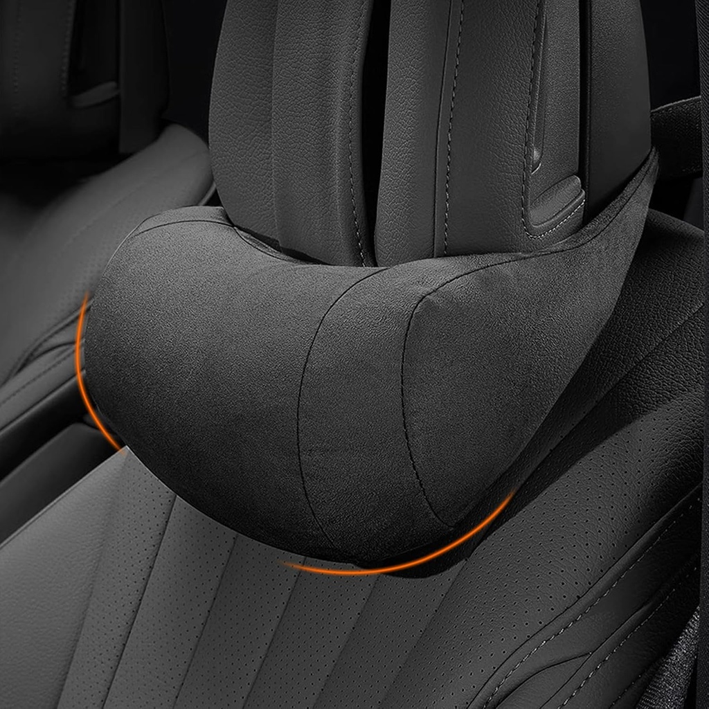POKSRI 1P Car Neck Pillow for headrests, Suede Support Head Pillows for Driving, Plant-Based