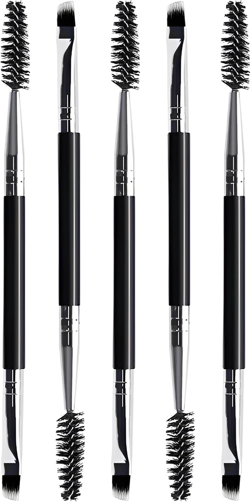 Duo Eyebrow Brush Set, 5Pcs Angled Eye Brow Brush and Spoolie, Perfect for Lining