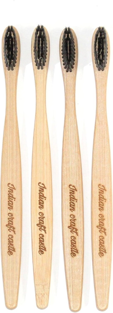 Indian Craft Castle Bamboo Toothbrushes (4 Pack) | BPA Free Soft Bristles Eco-Friendly