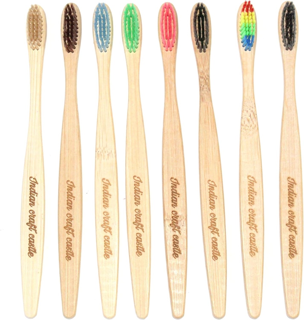 Indian Craft Castle ICC Soft Bristles Bamboo Toothbrush, Biodegradable Natural Bamboo