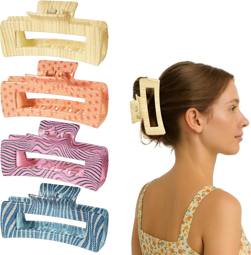 AmiCera 4pcs Hair Claw Clips, Large Claw Clips for Thick/Thin Hair Claw Clip for Women Girls