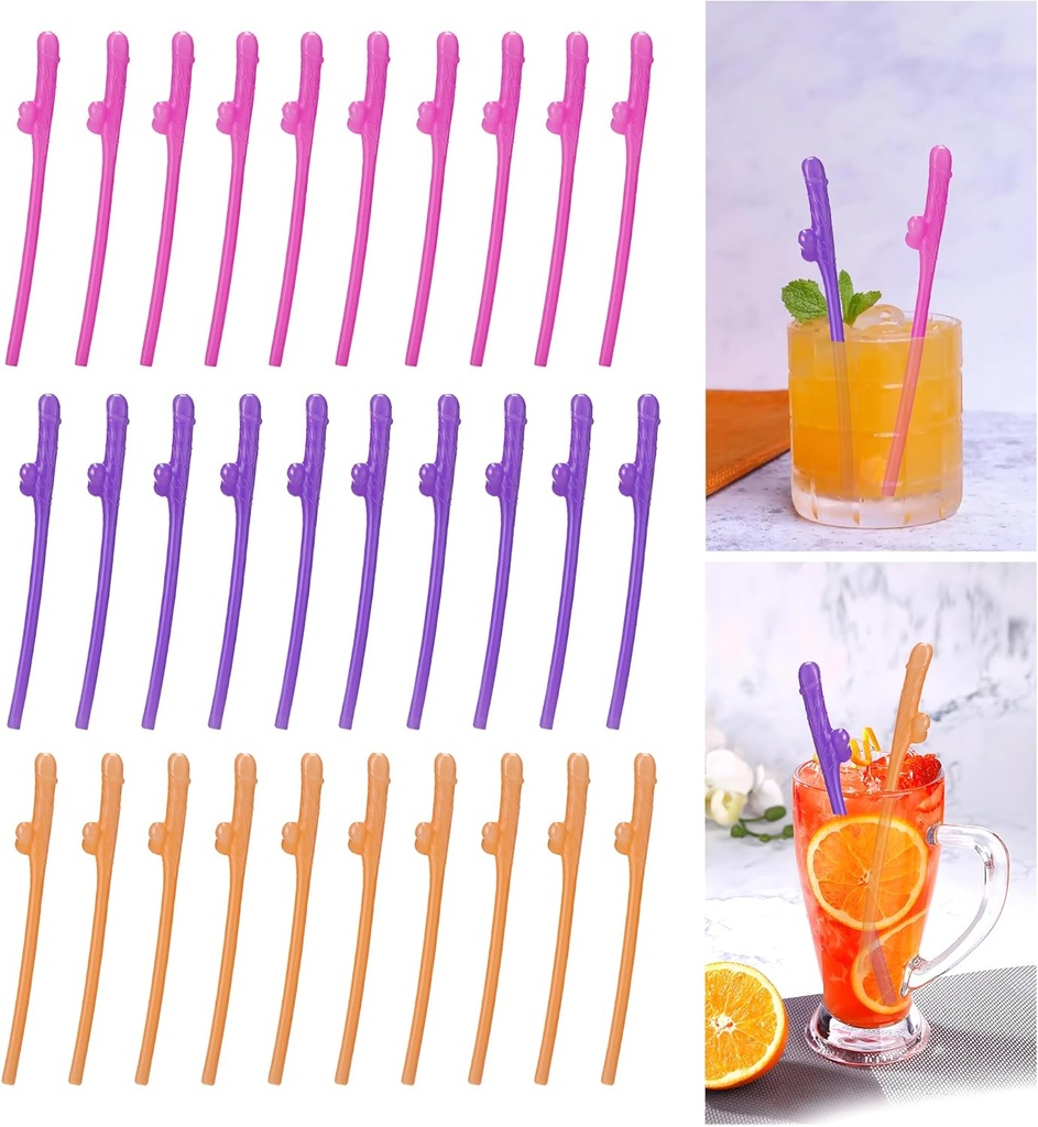 30PCS Bachelorette Straws,Rouhuhura Bachelorette Party Supplies Hen do Party Bridal Shower