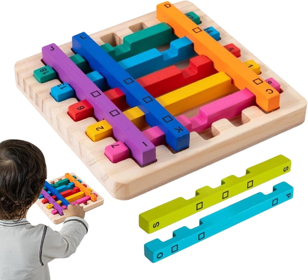 Rainbow Stick Wooden Stacking Puzzle Toy, Wooden Stacking Toys for Kids Adults