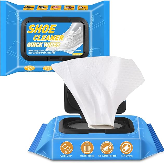 Shoe Wipes,30 Pcs Trainer Wipes, Sneaker Wipes Remove Dirt Stains, Disposable Safe Shoe Cle