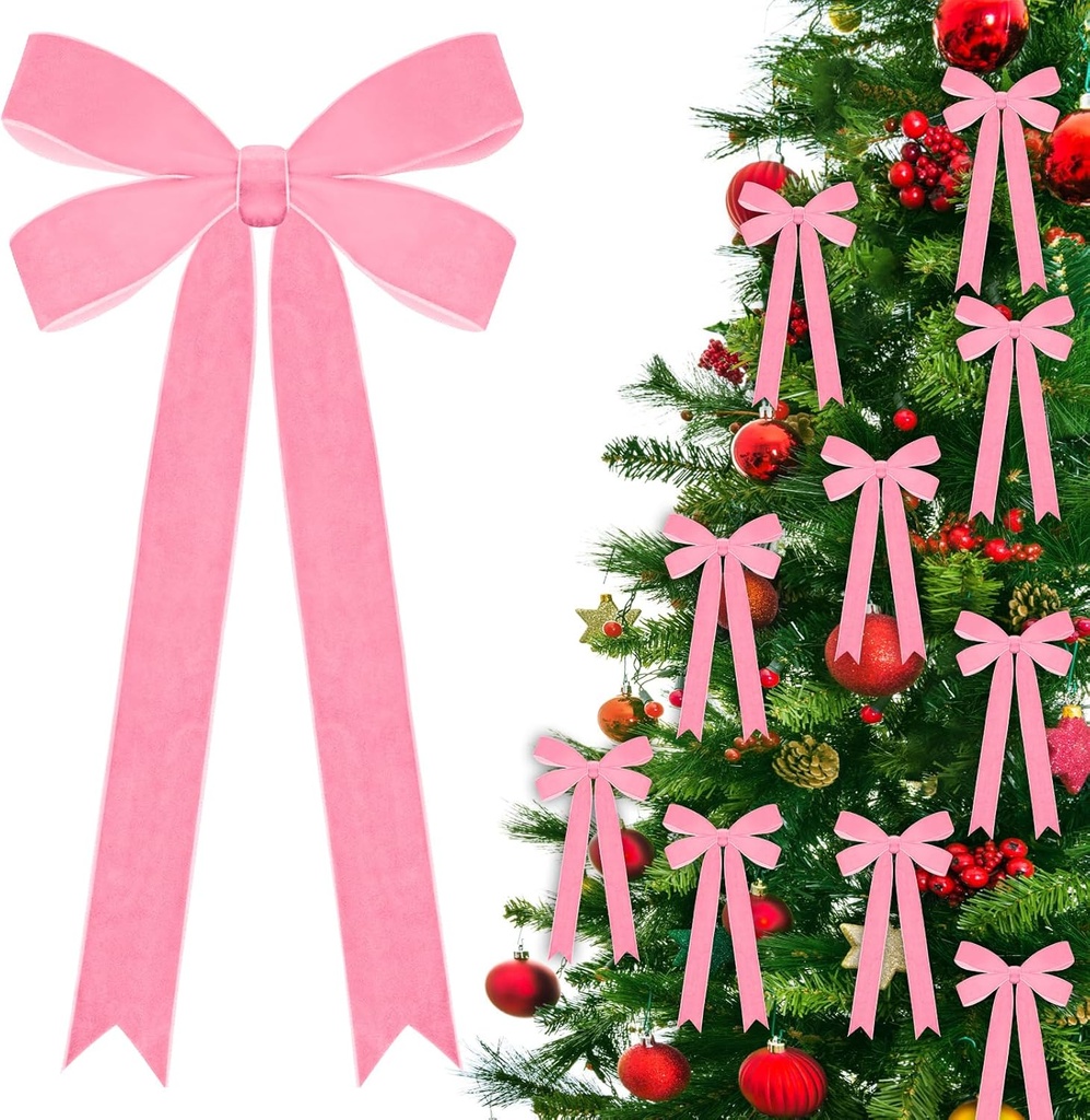 16Pcs Pre-Tied Satin Ribbon Bows with Twist Ties for Christmas Tree, Wreaths, Garland, Gift
