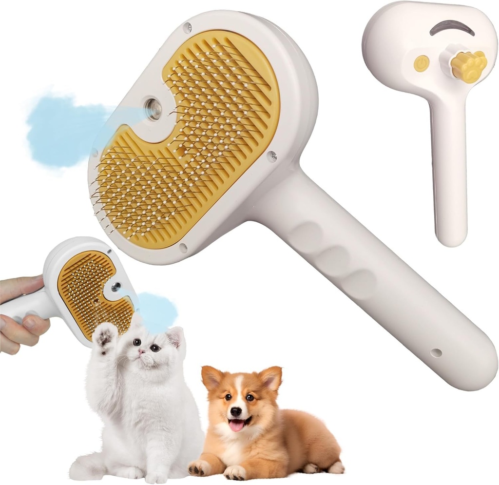 Cat Steam Brush for Shedding Cloud Care Cat Brush with Steam Self Cleaning Spritz Defur Comb