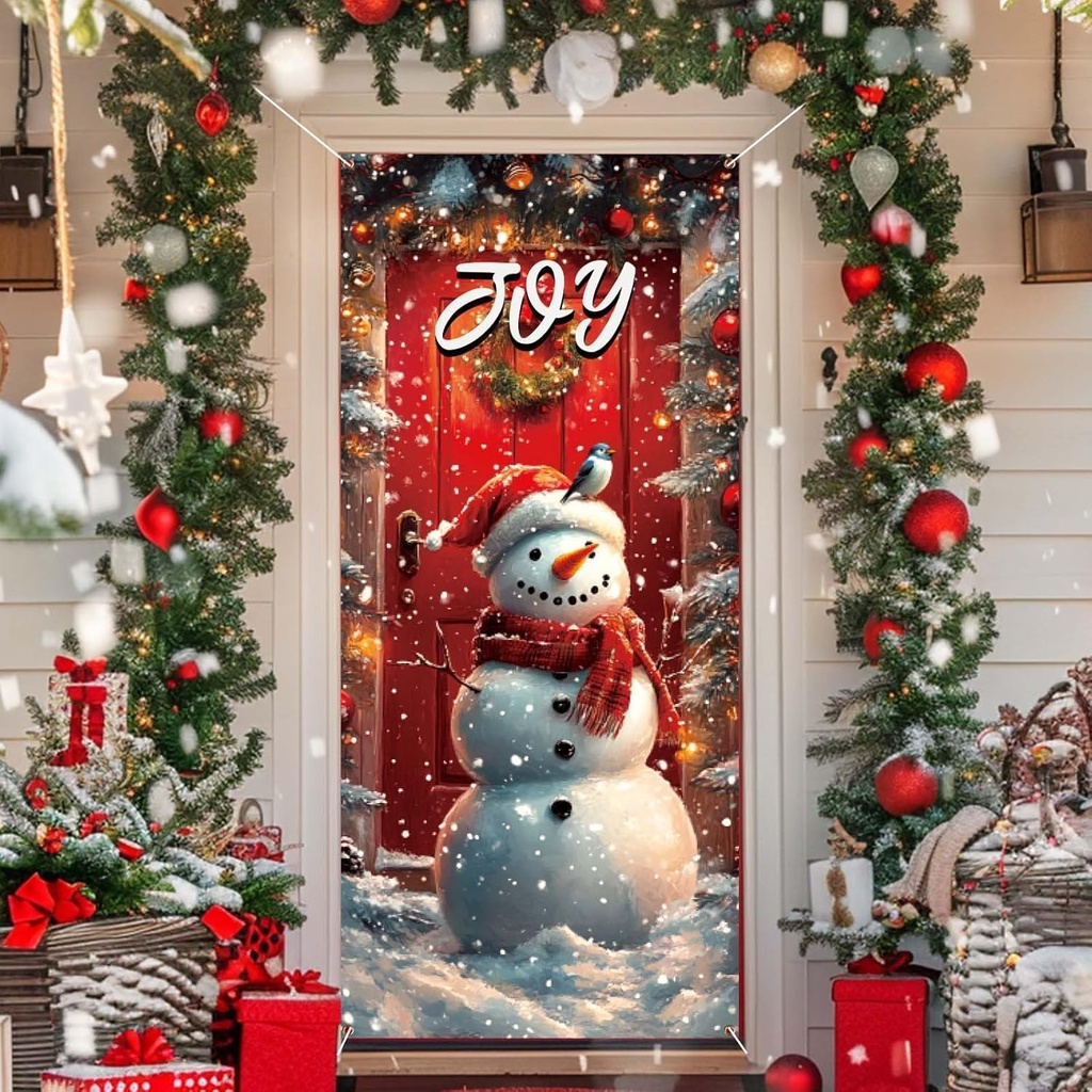 Gosknor Christmas Door Cover, Santa Door Cover Christmas Front Door Decorations Christmas