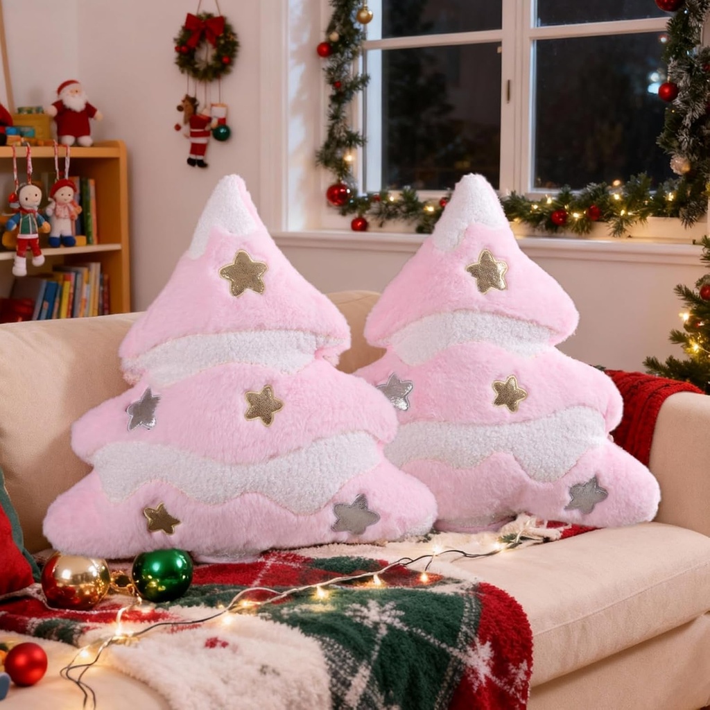 Lanpn Christmas Tree Pillows Set of 2, Christmas Decoration Star Clouds Winter Soft Cute 3D