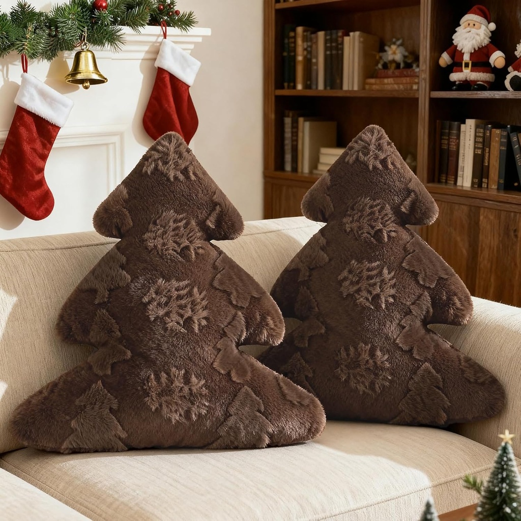 Lanpn Christmas Tree Pillows Set of 2, Snowflake & Tree Christmas Decoration Winter Soft 