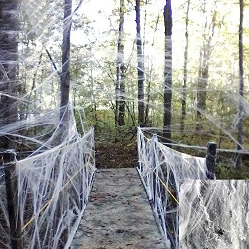 LUCYLEXIXI 1000 Square Feet Halloween Spider Web ,Stretchable Spiders Web with 100 pcs 
