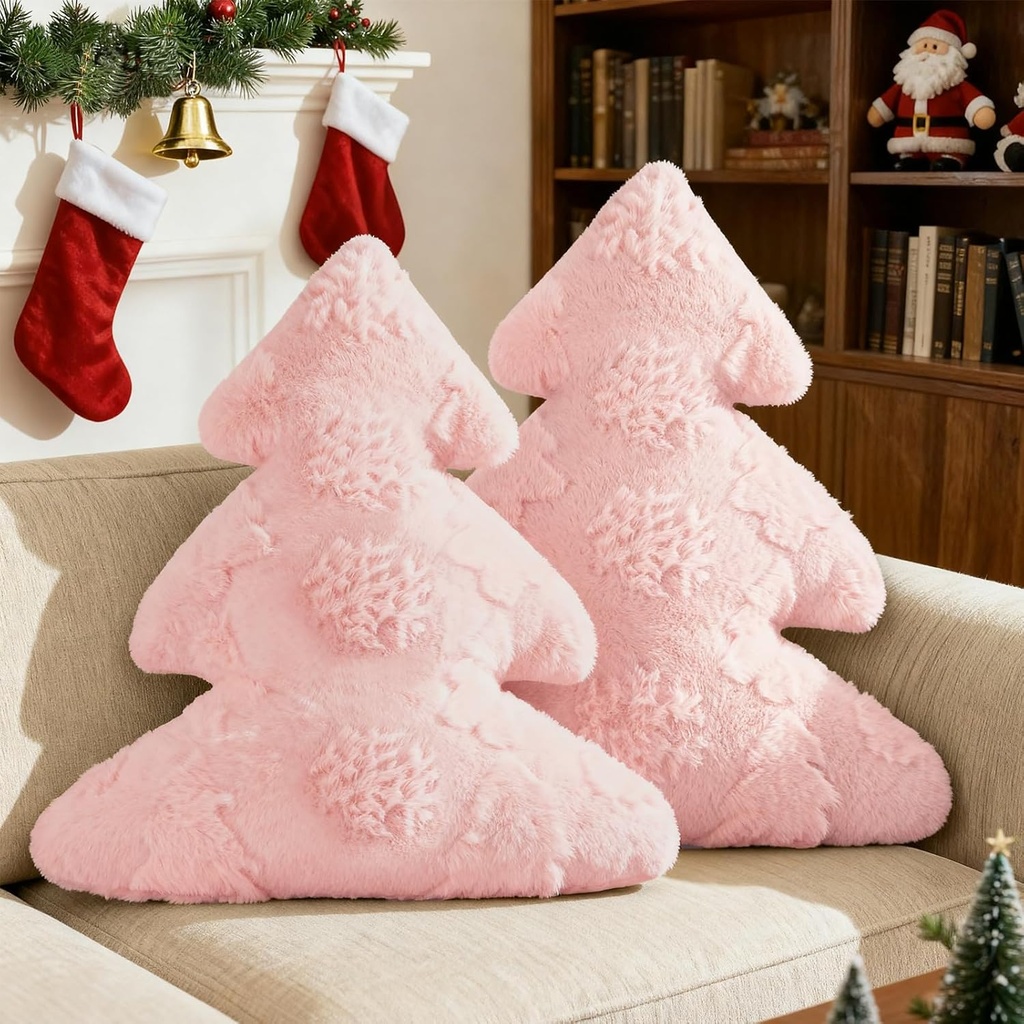 Lanpn Christmas Tree Pillows Set of 2, Snowflake & Tree Christmas Decoration Winter Soft Cushion